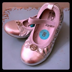 Toddler girls Michael Kors silver ballet flat